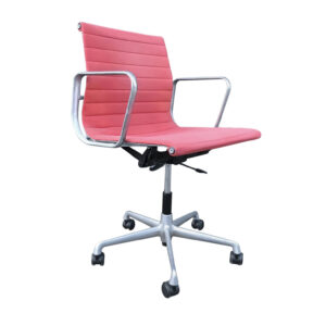 Red Adjustable Tilt Office Chair with Five Wheels, Ray & Charles Eames