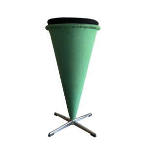 1958, Verner Panton for Rosenthal, Cone High Stool, Green and Black Cushion