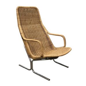 Rare 514 Original Wicker Lounge Chair with Chrome Base, Sliedregt, Dirk van