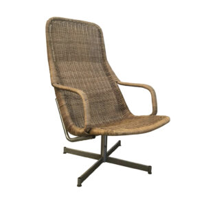 Rare 514 Original Wicker Lounge Chair with Chrome Base, Sliedregt, Dirk van