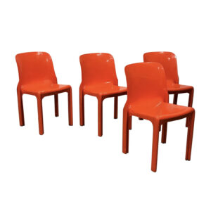 Set of Four Orange Selene Chairs
