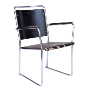 Circa 1930, Bauhaus Style Tubular Chair with Original Painted Wood