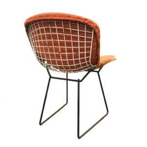 Side Chair, Harry Bertoia for  Knoll International With White Wire Seat, Black Base and Orange Cover