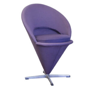 Cone Chair in Original Purple Linen Fabric, comfortable as side chair or dining chair. More pieces available in different colors.