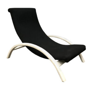 Elegant Infinitely Adjustable Easy Chair in Black Fabric & White Wood