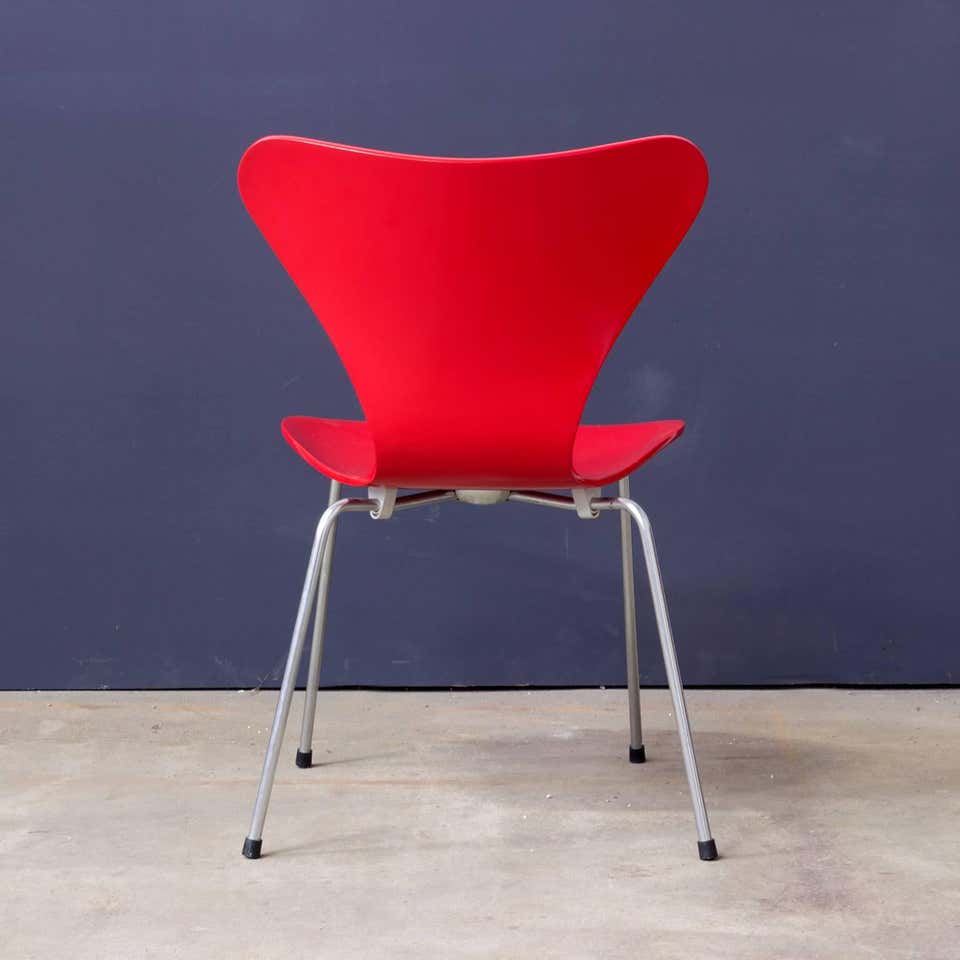 Two Early Vintage Red Painted 3107 Butterfly Chairs, Arne Jacobsen, Fritz Hansen - Image 17