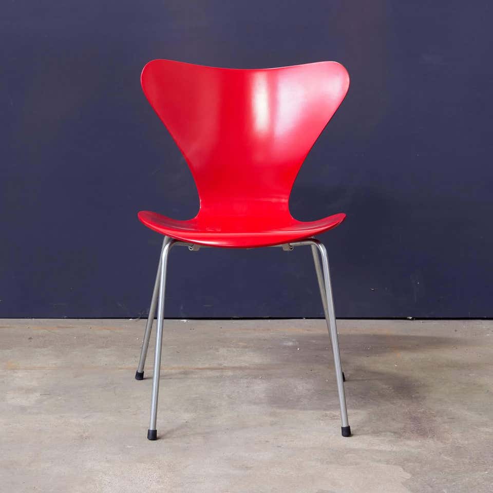 Two Early Vintage Red Painted 3107 Butterfly Chairs, Arne Jacobsen, Fritz Hansen - Image 18