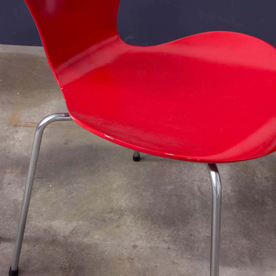 Two Early Vintage Red Painted 3107 Butterfly Chairs, Arne Jacobsen, Fritz Hansen - Image 19