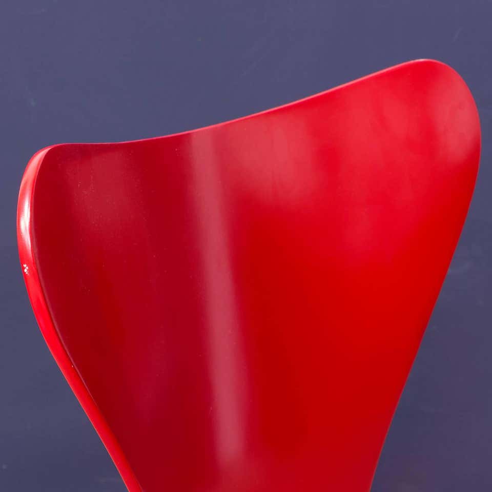 Two Early Vintage Red Painted 3107 Butterfly Chairs, Arne Jacobsen, Fritz Hansen - Image 20