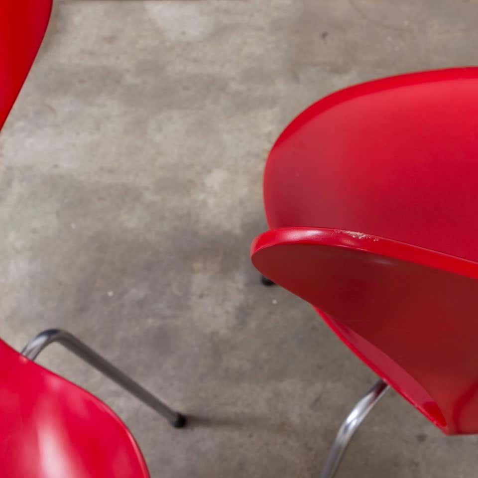 Two Early Vintage Red Painted 3107 Butterfly Chairs, Arne Jacobsen, Fritz Hansen - Image 21