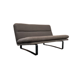Two seat Kho Liang Ie Sofa in Brown Upholstery and Black Base
