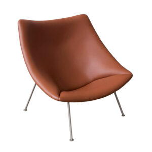 Large Early Oyster, Easy Chair F157 in Brown Leather, Pierre Paulin, Artifort
