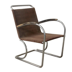 Original, Early Vintage Tubular Easy Chair with Original Fabric, Bas van Pelt