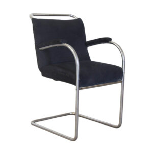Original Early Vintage Tubular Side Chair, Black Manchester Fabric,