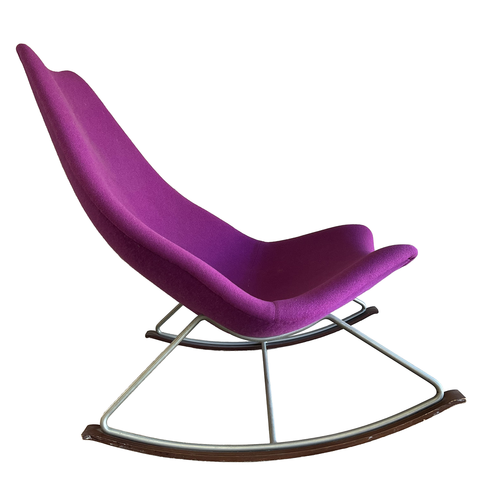 Original Early Version Rocking Chair in Pink Purple Upholstery by Geoffrey Harcourt - Image 2