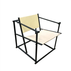 Cube Chair Radboud van Beekum, dark Grey Frame with Wooden Seat and Back