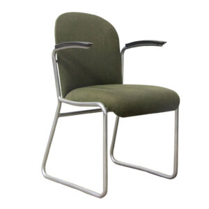 Rare Framed 413R Side Chair, Original Green Fabric, Gispen