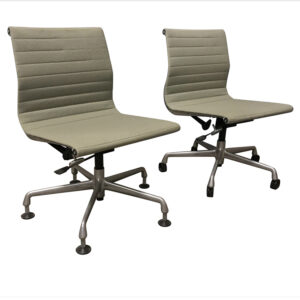 Ray and Charles Eames, Fabric, Adjust, Tilt 2 Office Chair 5 Wheels, One with Arms, One without.