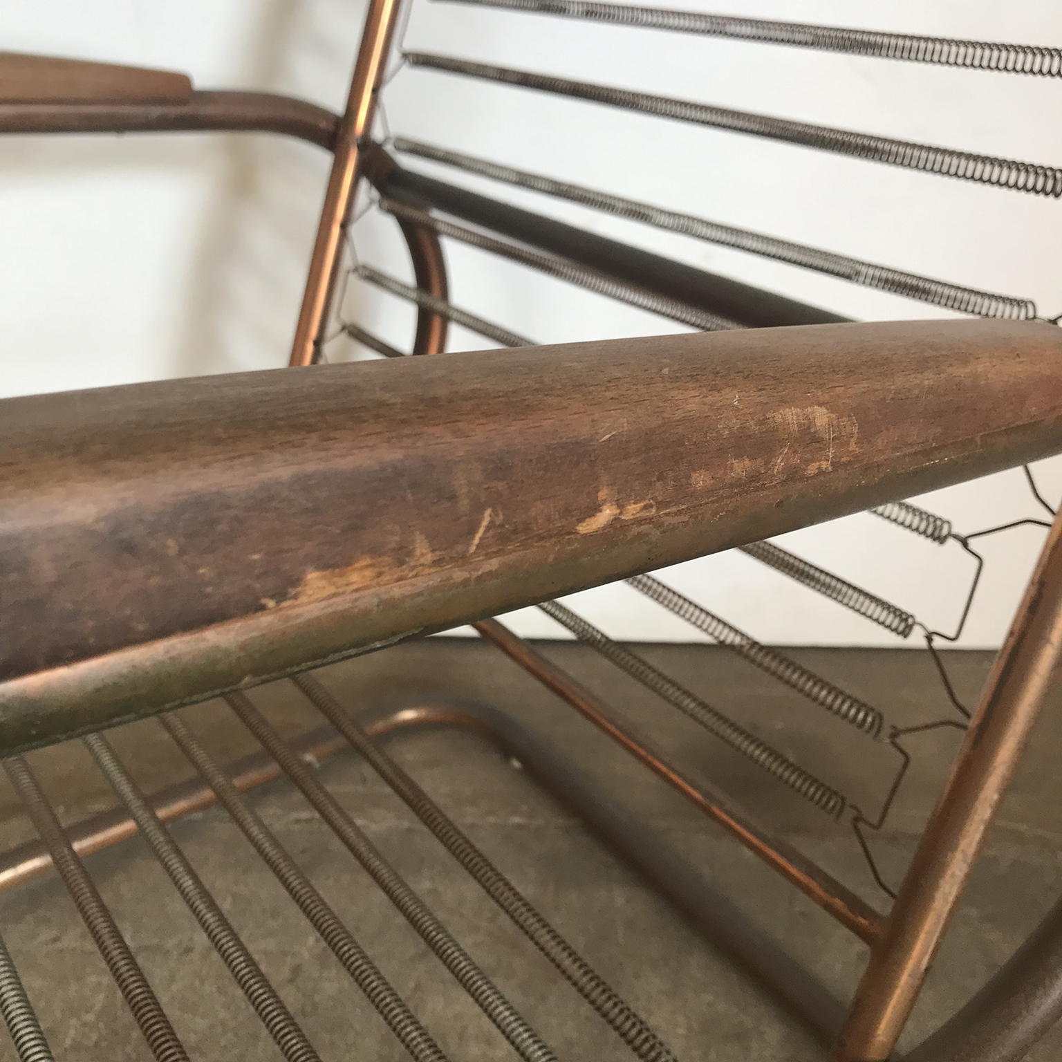 Metal, Red Copper Chair with Wooden Armrests, Paul Schuitema, Fana Metaal - Image 11
