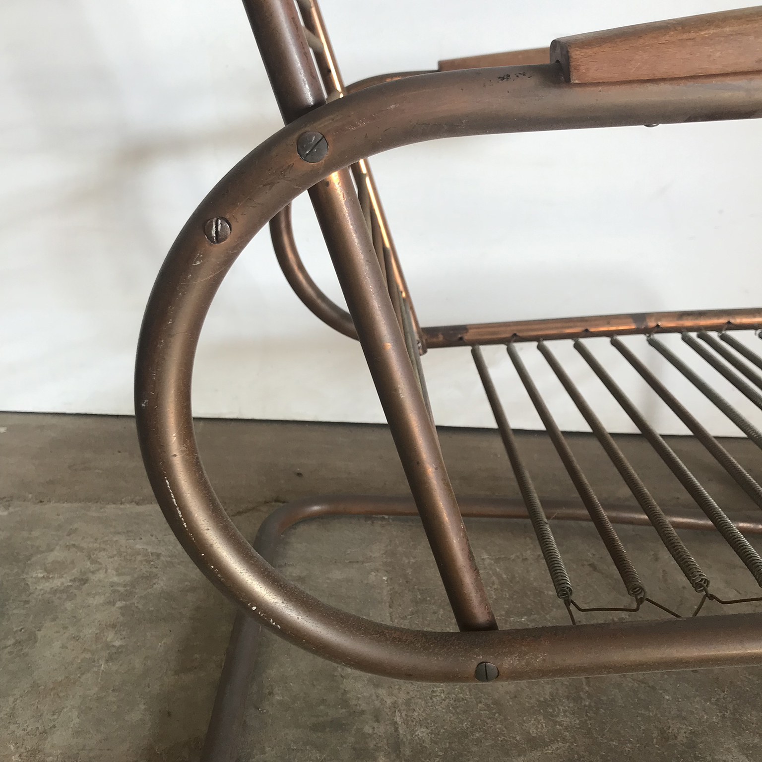 Metal, Red Copper Chair with Wooden Armrests, Paul Schuitema, Fana Metaal - Image 13