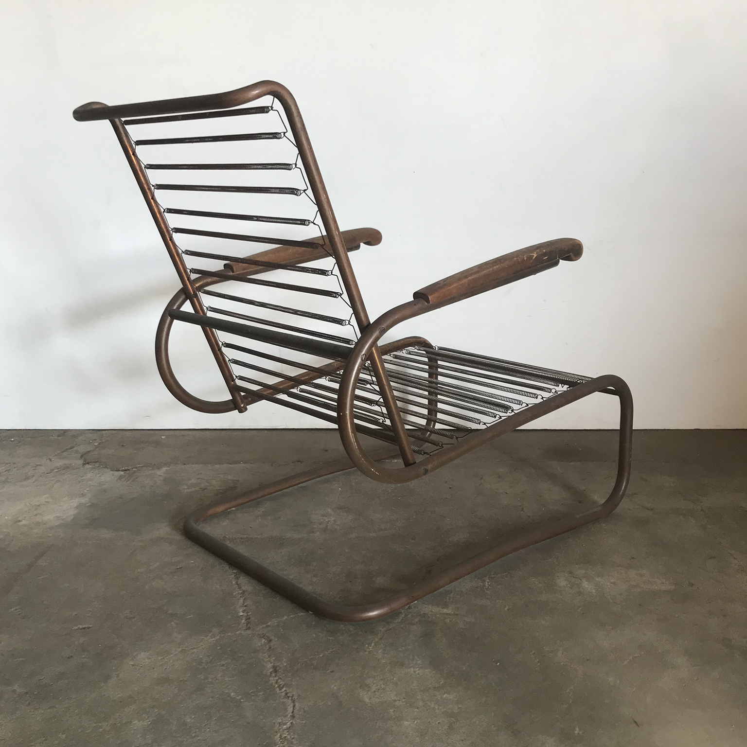 Metal, Red Copper Chair with Wooden Armrests, Paul Schuitema, Fana Metaal - Image 6