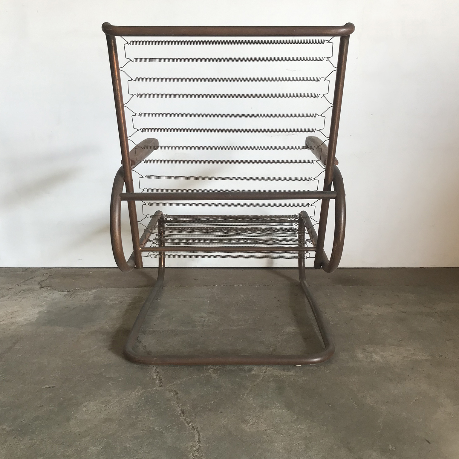 Metal, Red Copper Chair with Wooden Armrests, Paul Schuitema, Fana Metaal - Image 7