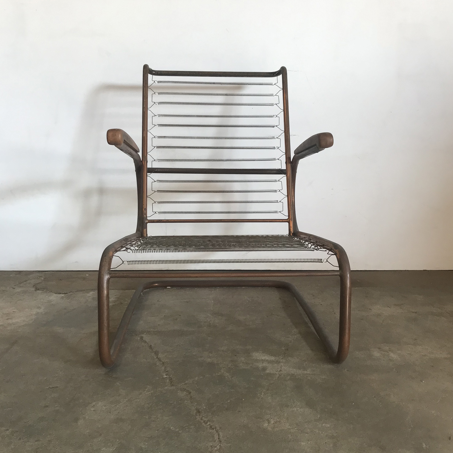 Metal, Red Copper Chair with Wooden Armrests, Paul Schuitema, Fana Metaal - Image 8