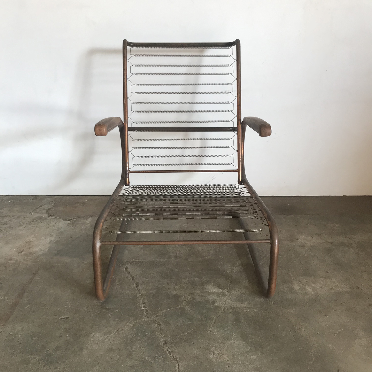 Metal, Red Copper Chair with Wooden Armrests, Paul Schuitema, Fana Metaal - Image 9