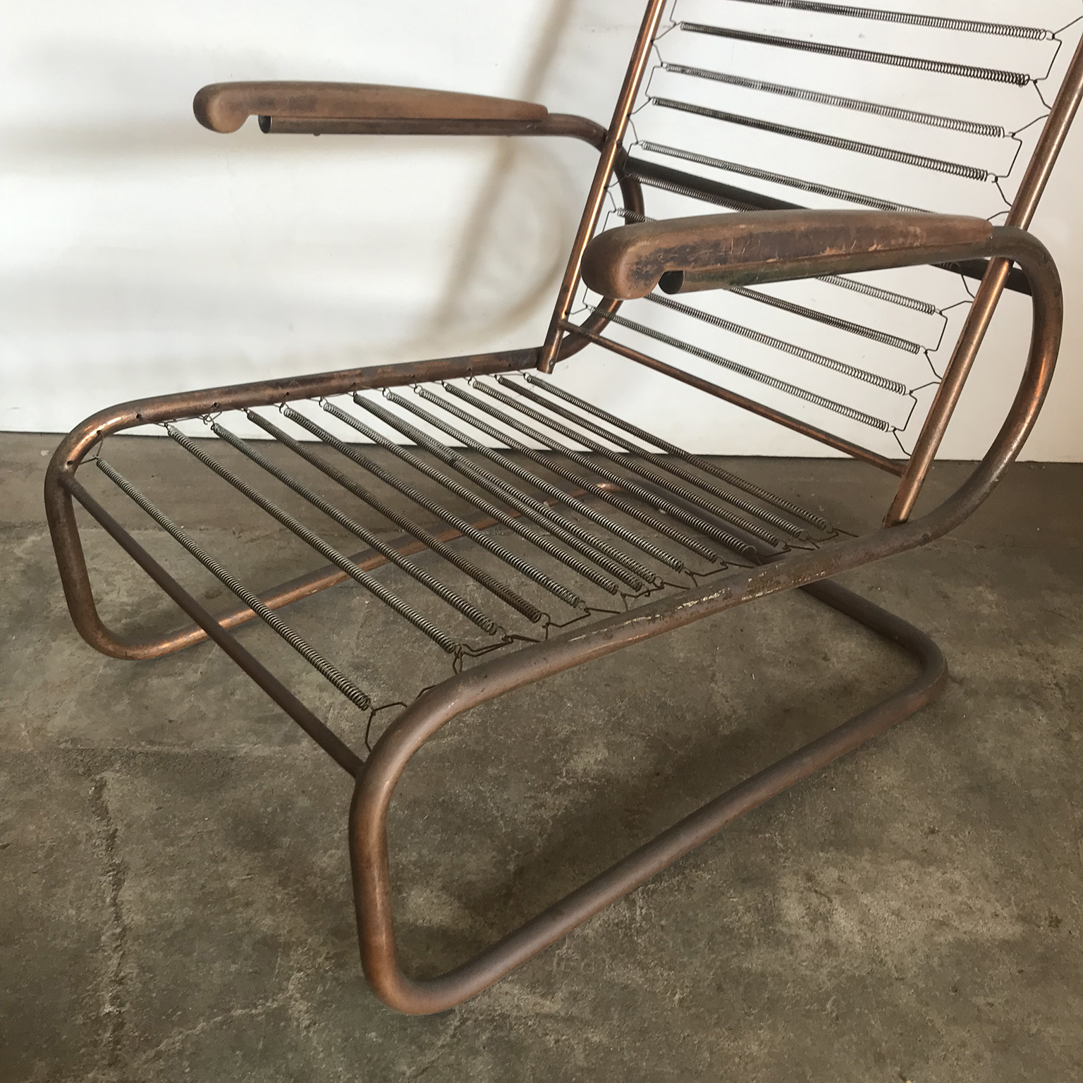 Metal, Red Copper Chair with Wooden Armrests, Paul Schuitema, Fana Metaal - Image 10