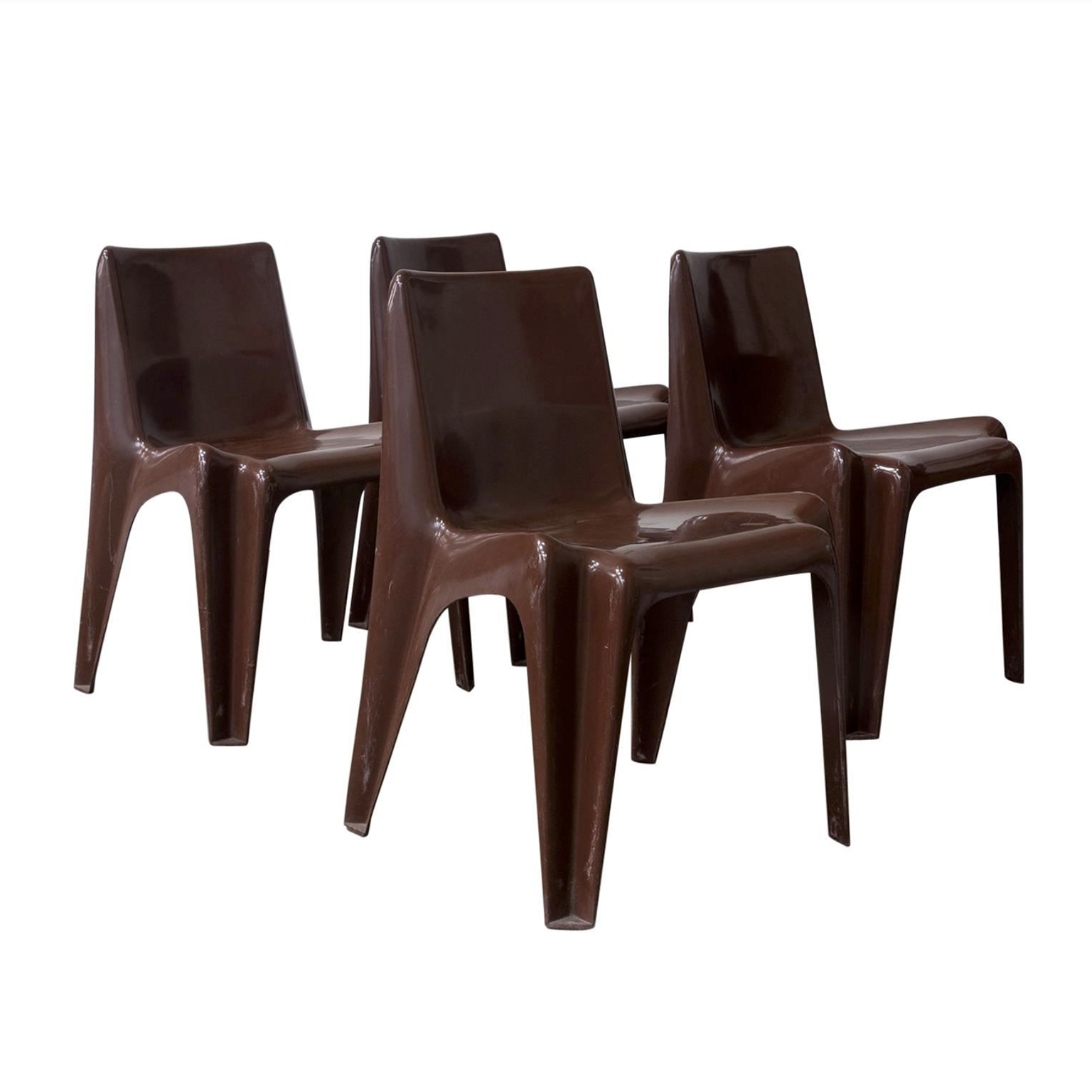 Set of Four Brown Chairs Modell B 1171, Batzner Helmut, Bofinger