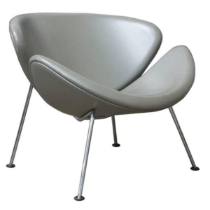 Silver Grey Leather Slice Chair, Pierre Paulin, Artifort