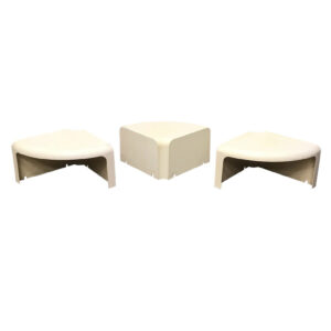 Three Half Round Plastic Side Tables in Off-White