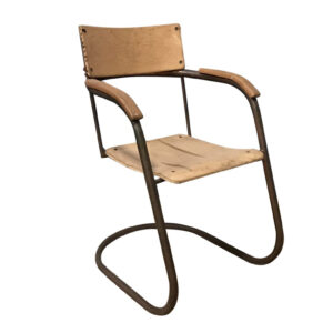 Tube Chair, Original in Copper and Upholstered Wood, Paul Schuitema, Fana Metaal