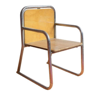 Tubular Children Chair, Wood and Chrome