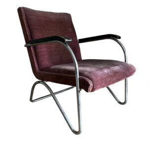 Easy Chair in Original upholstery With Wooden Armrests by Van Der Vlught