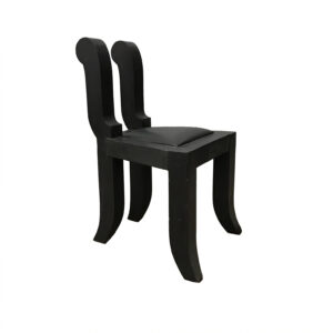 Unique Curved Design Black Wooden Chair with Black Seat Cushion