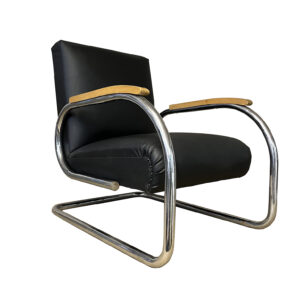 Tubax Armchair in Black Faux Leather