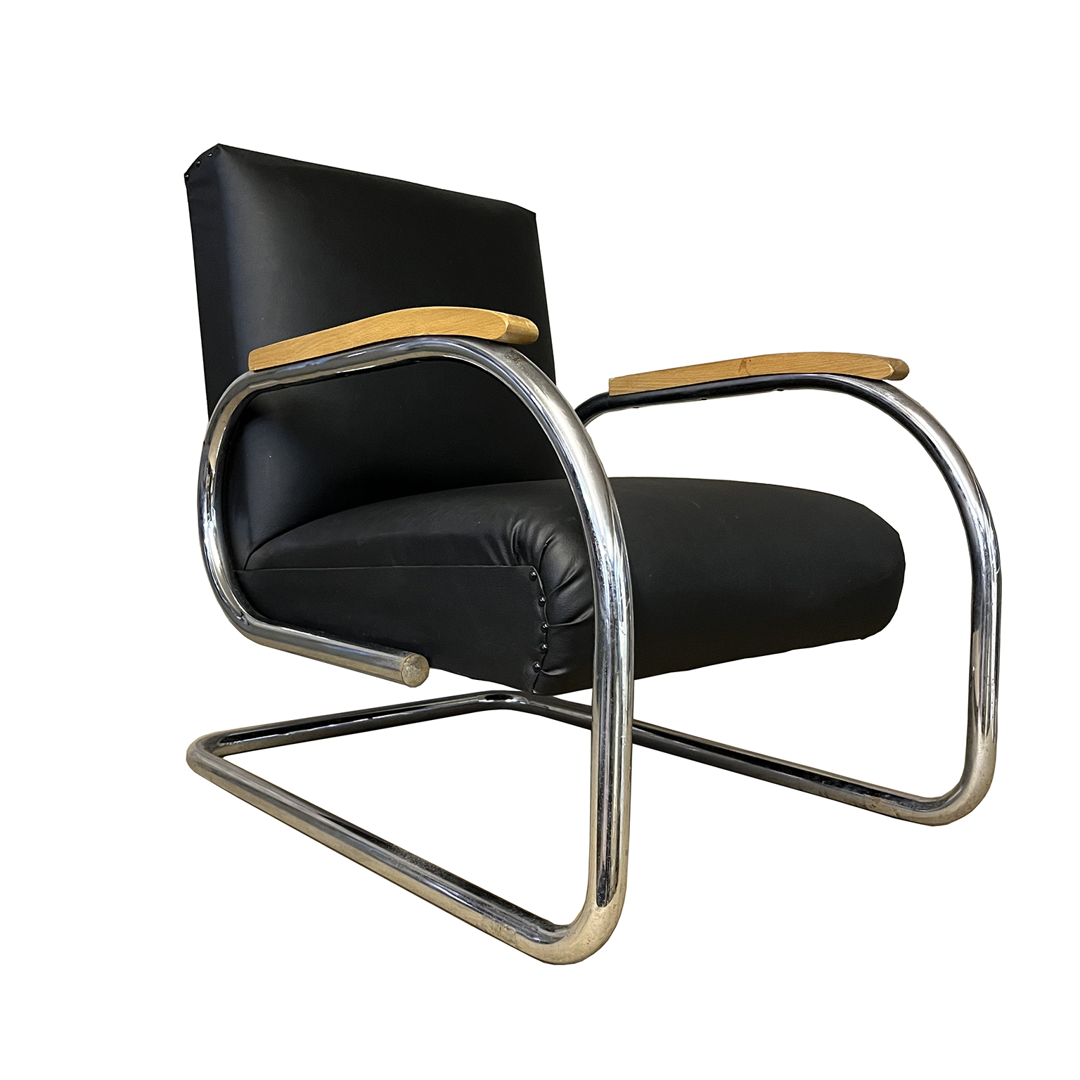 Tubax Armchair in Black Faux Leather
