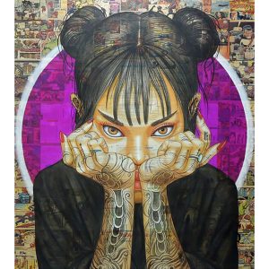 Girl with Tattoos, Artwork on Canvas