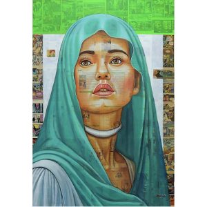 Lady with Green scarf, Artwork on Canvas