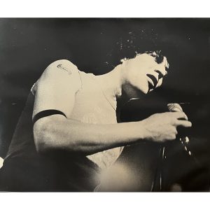 Original Monochrome photo of Herman Brood with microphone
