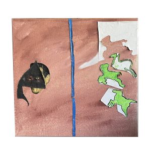 Artwork of Masked Man and Animal Silhouettes by Rob Scholten (Auctioned by Sothebys)
