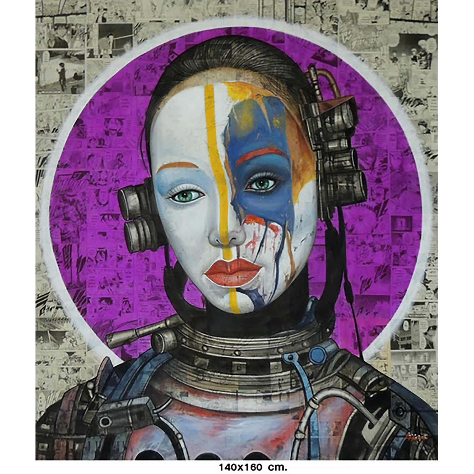 Robot Girl, Artwork on Canvas - Image 2