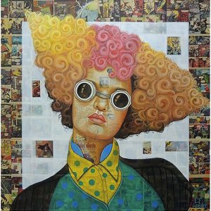 Multicoloured Hair Girl, Artwork on Canvas
