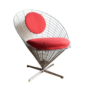 Wire Cone with Red Cushions by Verner Panton for  Plus Linje, 1958