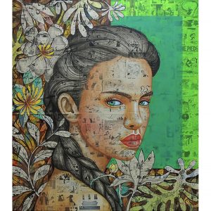 Lady wit Braided Hair, Artwork on Canvas