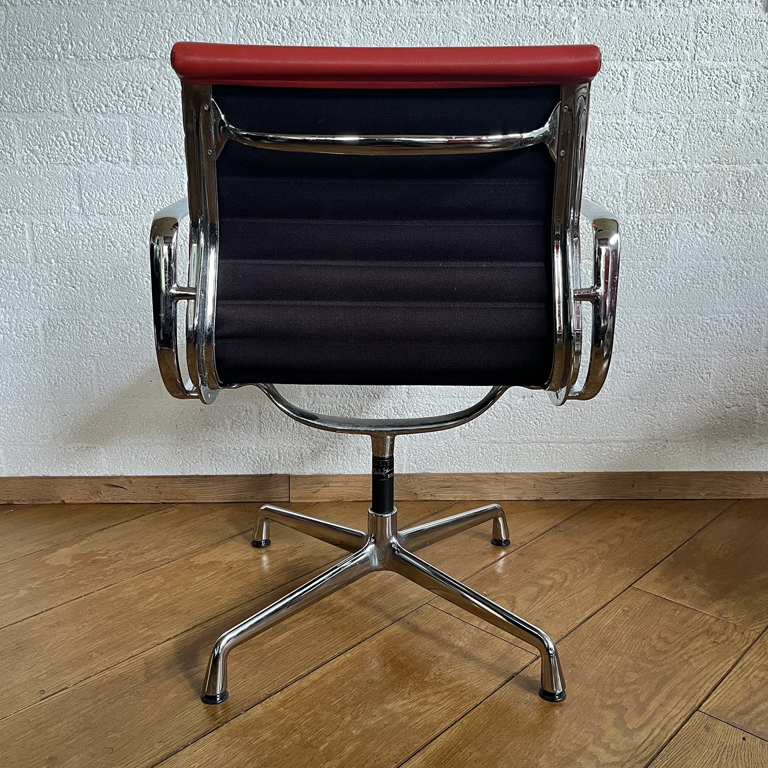 Set of Four Eames Chrome EA 108 in Red Leather, Vitra - Image 23