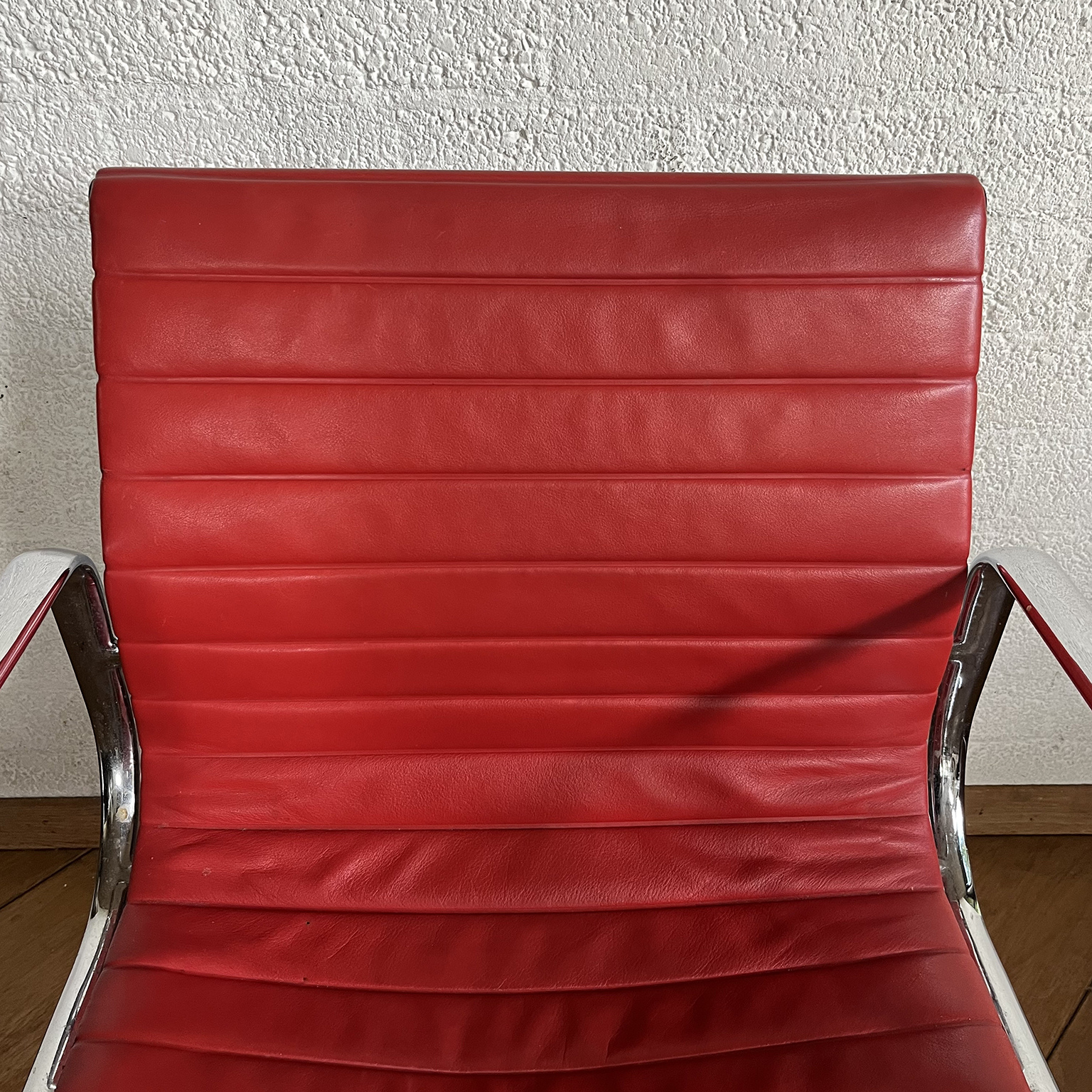 Set of Four Eames Chrome EA 108 in Red Leather, Vitra - Image 38