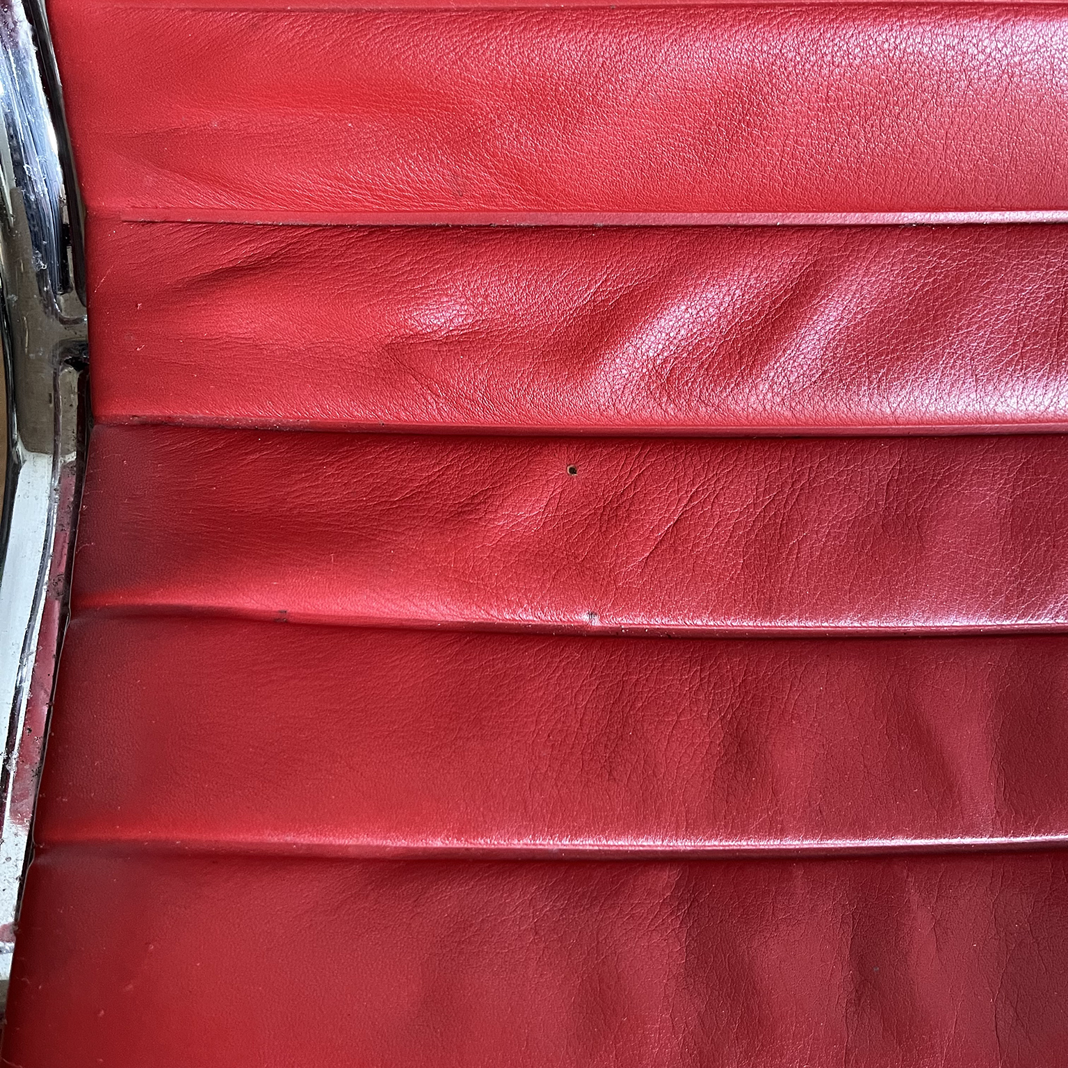 Set of Four Eames Chrome EA 108 in Red Leather, Vitra - Image 41