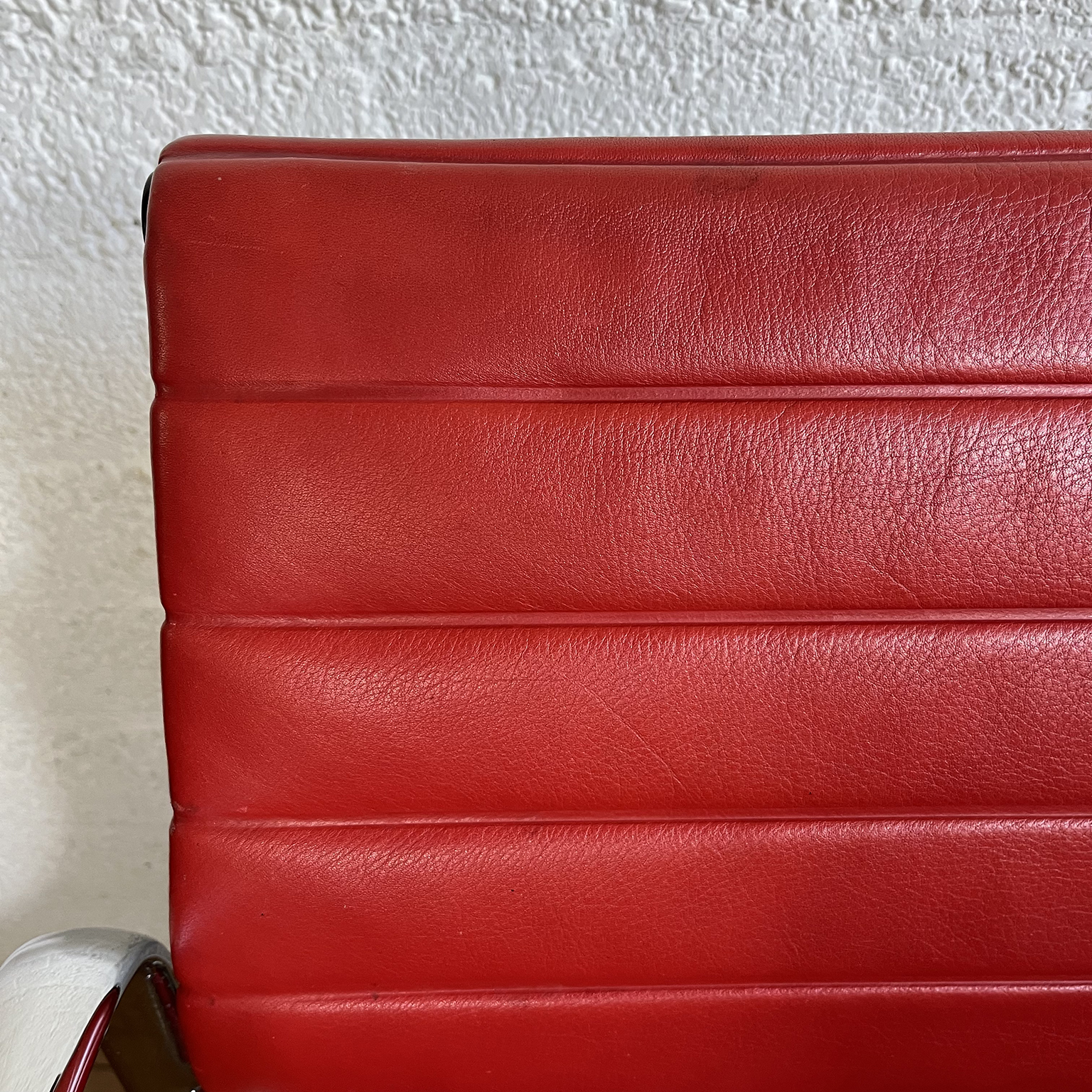 Set of Four Eames Chrome EA 108 in Red Leather, Vitra - Image 7